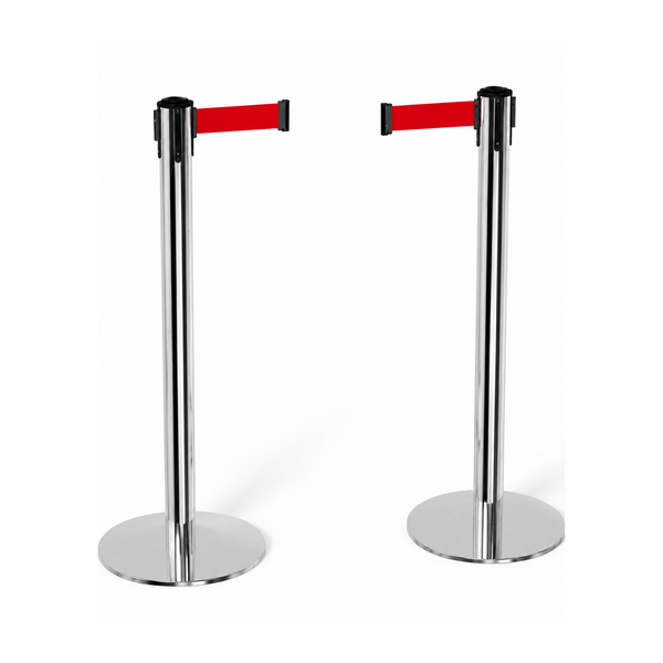 Retractable Belt Barrier Posts - Red Belt | SKU: RBB-CC-RBB-RED