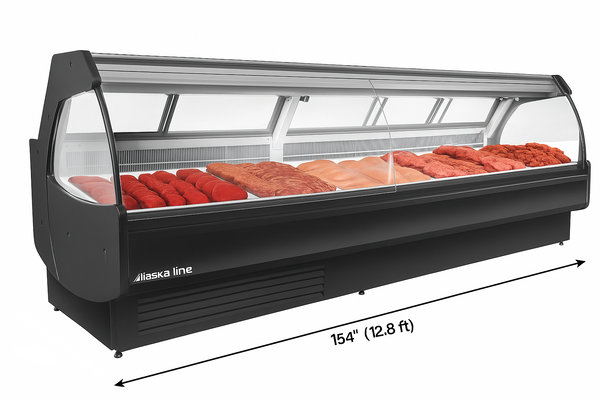 154''  - 12.8 ft Alaska-Line Gravity Cooling Meat/Deli Display Cooler Remote or Self-Contain Options HIT-1574 | SKU: CLR-HIT-1574-154IN