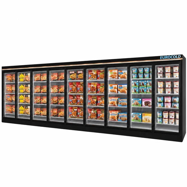 EuroCold 9 Glass Door Supermarket Freezer, Remote or Self Contain EUF-9 | SKU: FRZ-EUF-9-9DR