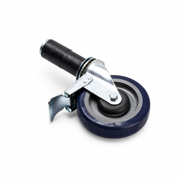 5 in swivel caster with brake for 1 5/8 in diameter tube, 16GA | SKU: UNC-MH-CASTER-RB-BR
