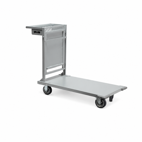 Stock truck, fixed bottom shelf, folding upper shelf, powder coated, grey | SKU: SHF-MH-GS44XH