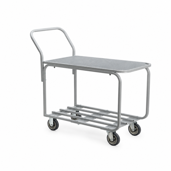Cart, produce, tubular top and bottom shelf, powder coated, grey | SKU: SHF-MH-PCU500