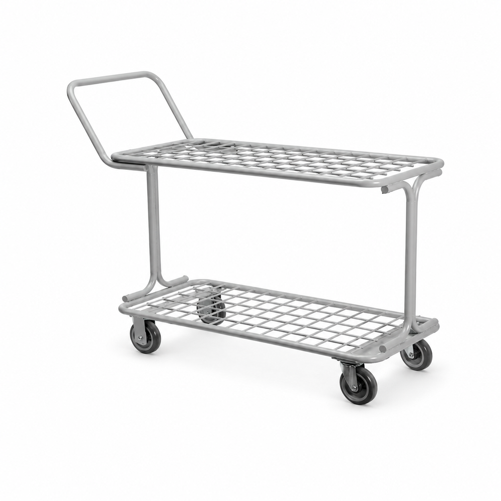 Produce cart, fully welded, wire shelves, grey | SKU: CRT-PCFWWS