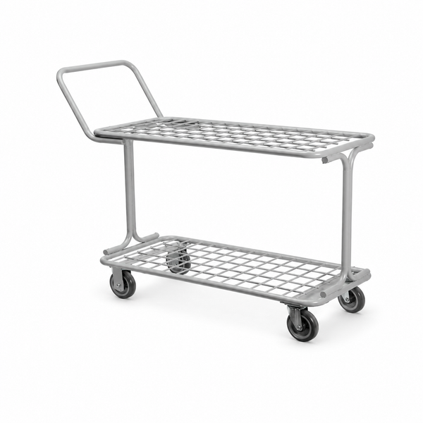 Produce cart, fully welded, wire shelves, grey | SKU: CRT-PCFWWS