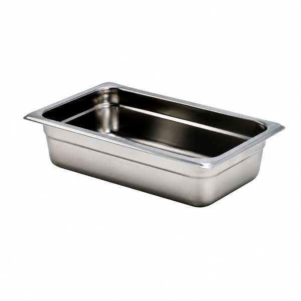 Stainless steel salad pan, 1/3 size, 6 x 12 x 2 in | SKU: PAN-SW-SS6122