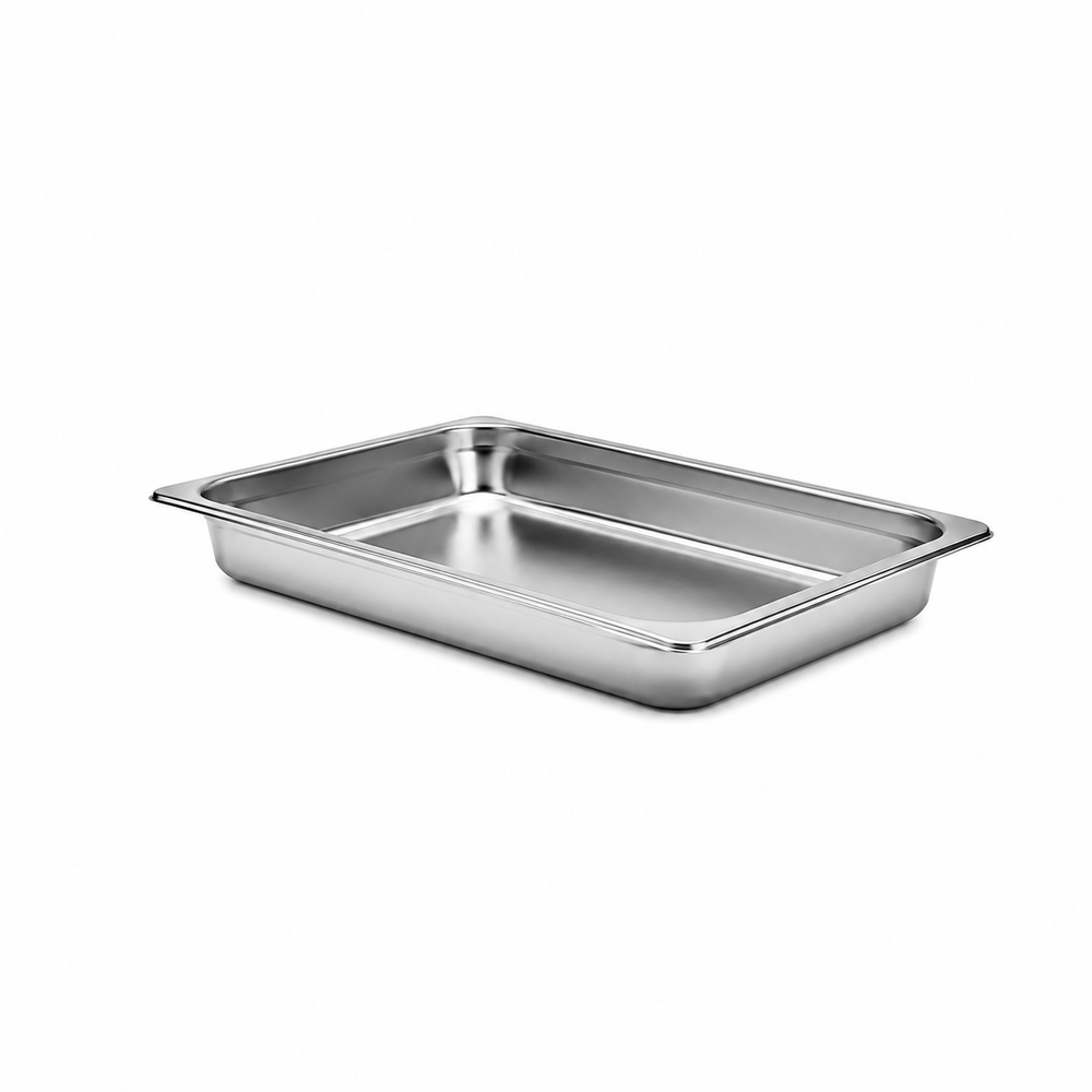 Bac gastro, inox, taille GN 1/1, profondeur 65 mm, fond plein