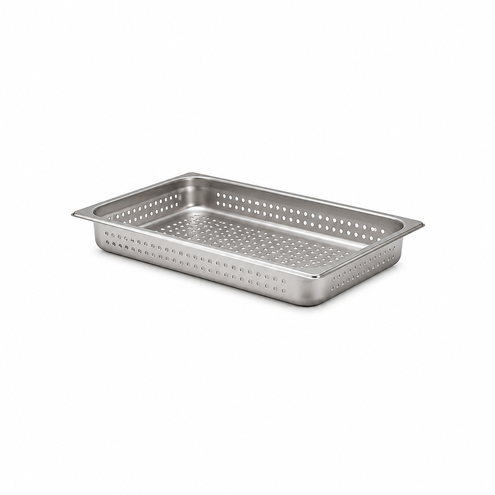 Steam table pan, stainless steel, full size, 2.5 in deep, perforated bottom | SKU: STM-SW-158103