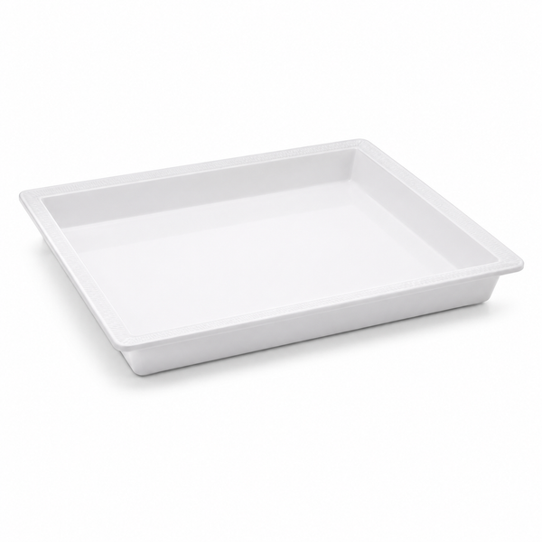 Tray, white melamine, rectangular, Pacific trim, 12 x 10 x 1.5 in | SKU: TRY-MD-189121-WT
