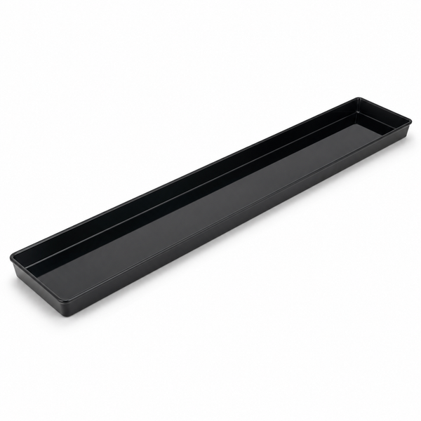 Acrylic deli tray, black, 30 x 6.5 x 1 in | SKU: TRY-MD-306510