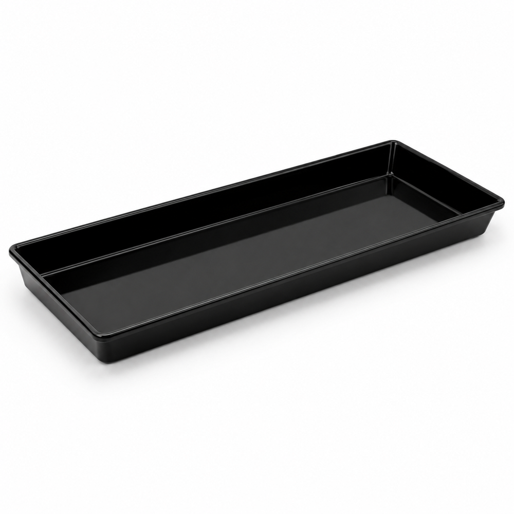 Acrylic deli tray, black, 10 x 24 x 2 in | SKU: TRY-MD-102422