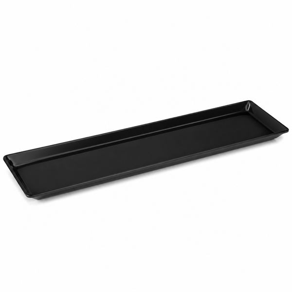 Acrylic deli tray, black, 6 x 24 x 1 in | SKU: TRY-MD-624341