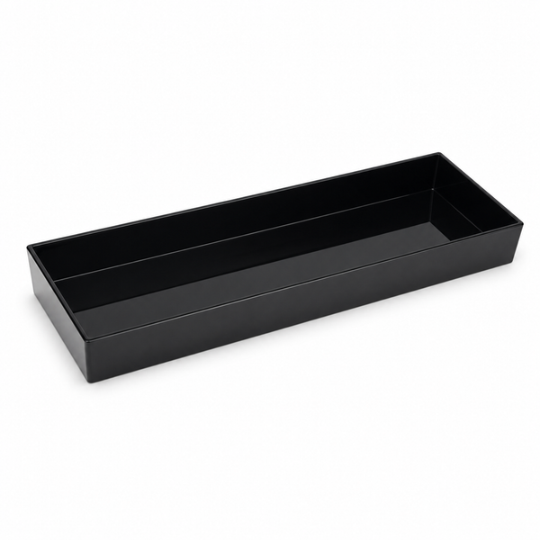 Acrylic deli tray, black, 8 x 24 x 2 in | SKU: TRY-MD-824222