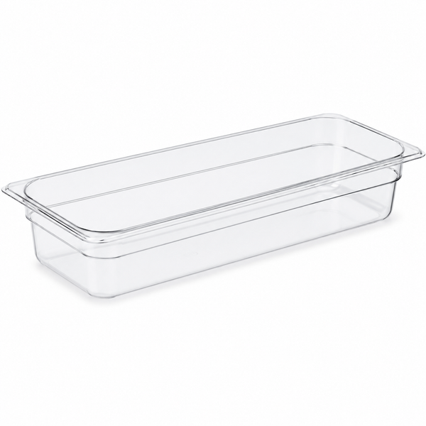 Food pan, polycarbonate, 6.375 x 20.875 x 4 in, clear, 1/2 size long | SKU: PAN-SW-PC62004-CLR