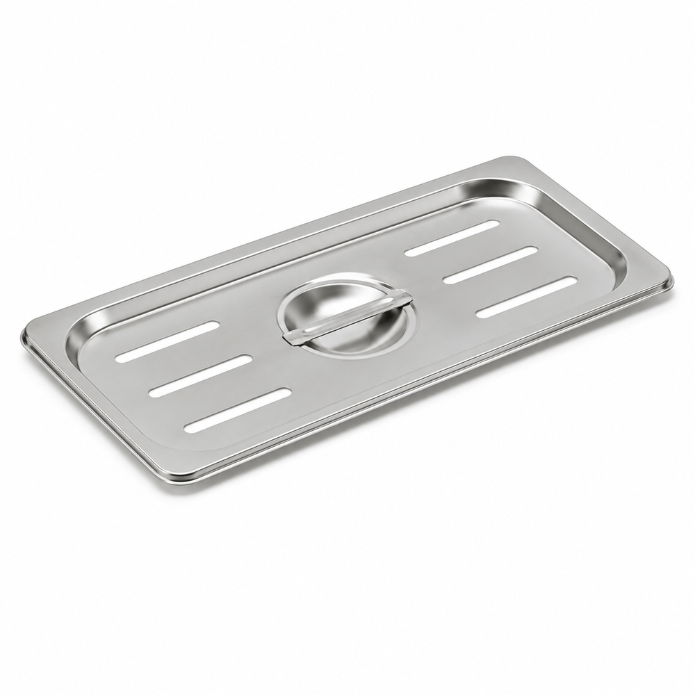 Stainless steel cover for slotted pan, 6 x 10 in, 1/4 size | SKU: PAN-SW-SS610
