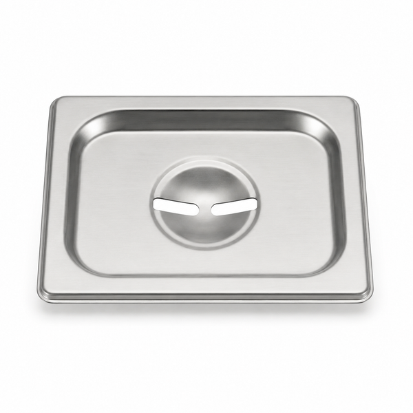 Stainless steel cover for 1/2 size stainless pan, 10 x 12 in, slotted | SKU: PAN-SW-SS1012