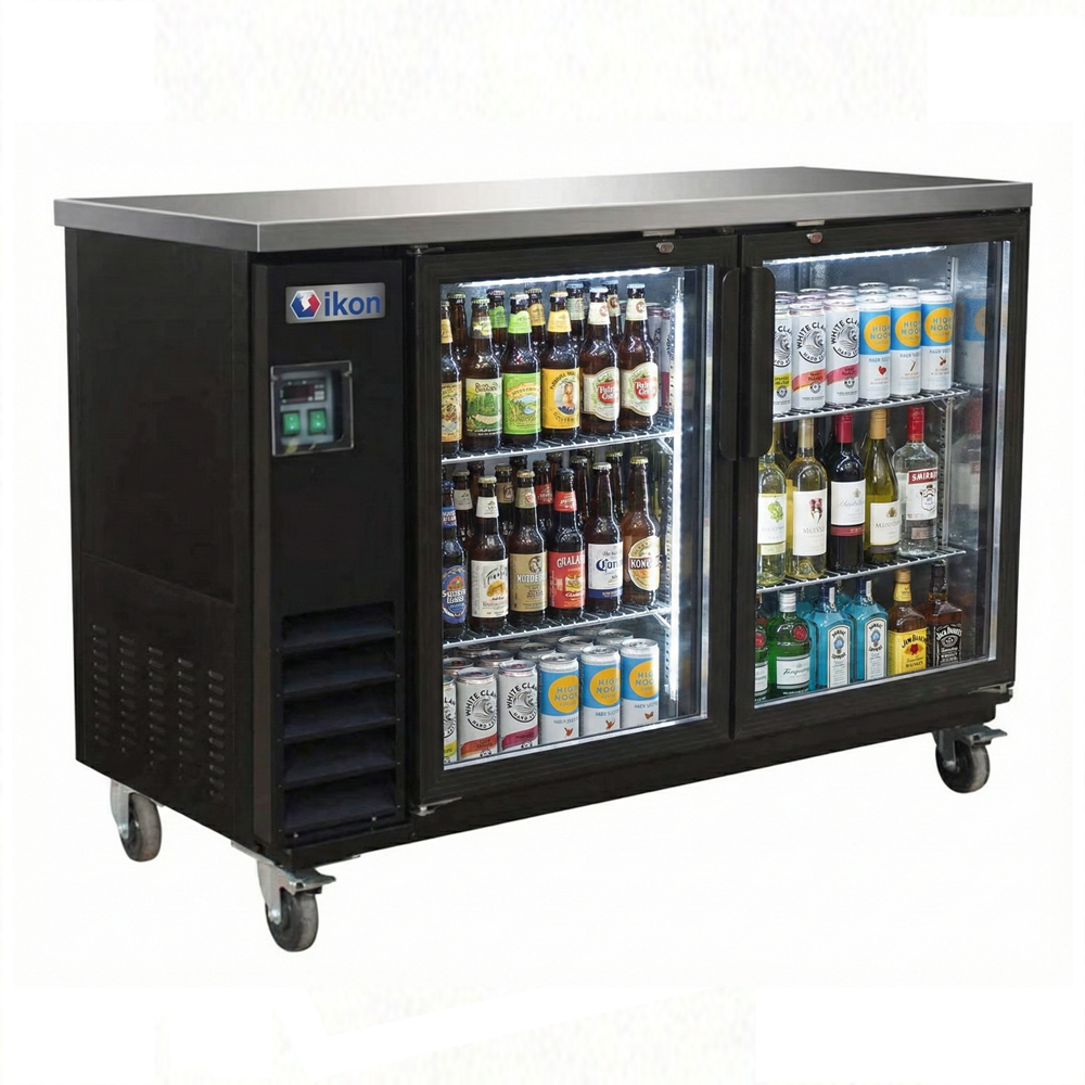 Ikon 61.1" Two Glass Door Bar Cooler - 16 Cubic Feet IBB-61-2G-24 | SKU: CLR-IBB-61-2G-24