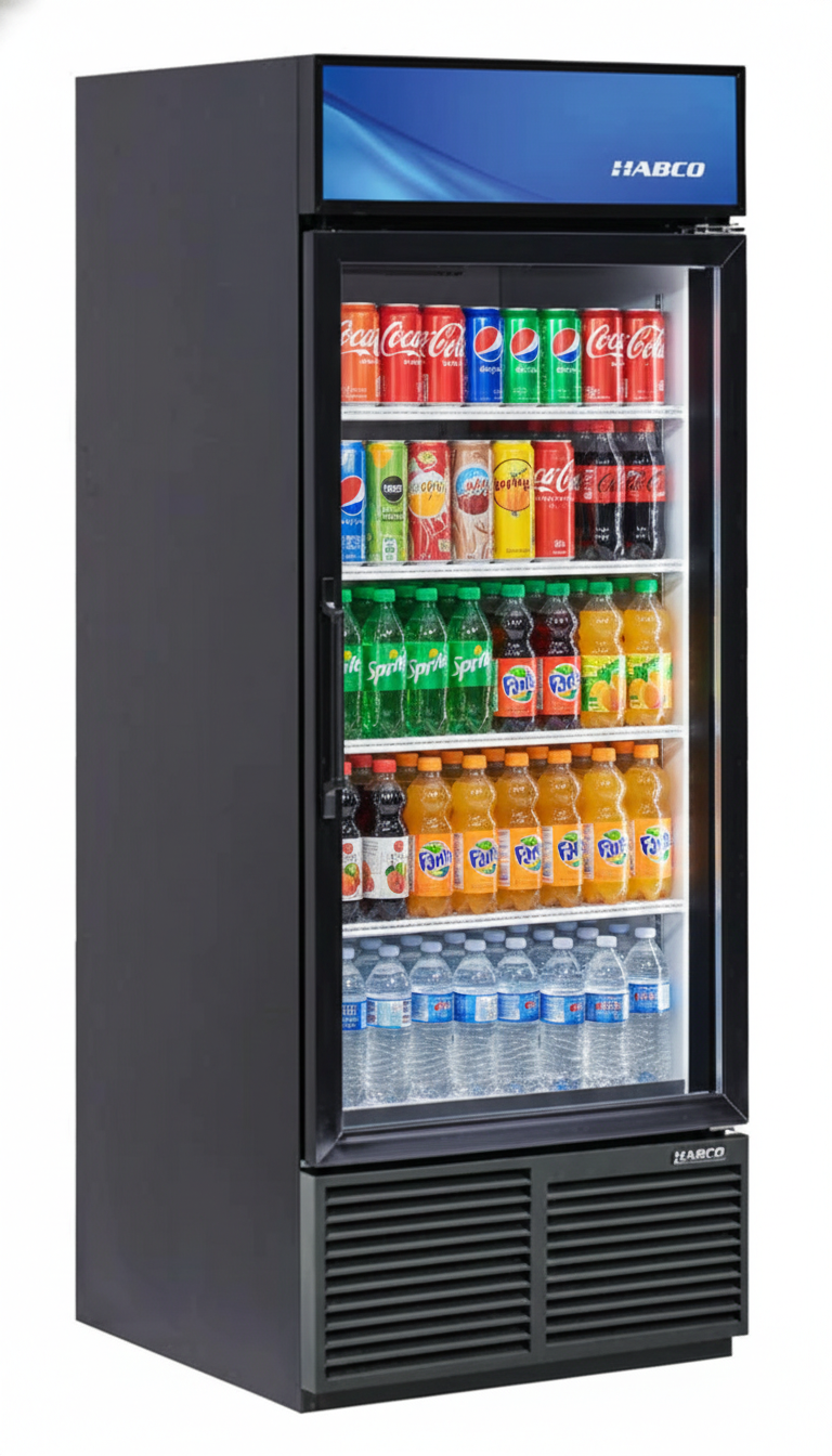 Habco ESM28HC 30" Wide 78" High 1 Swing Door Glass Refrigerator Merchandiser | SKU: CLR-ESM28HC