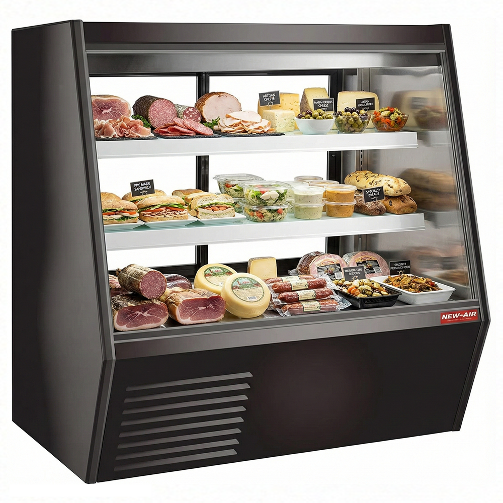 New Air 48" Square Glass Refrigerated Deli Display Case with Gravity Coil NDDC-48-GC | SKU: CLR-NDDC-48-GC