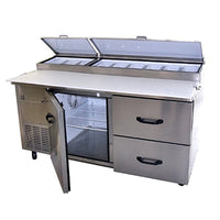 67'' Pro-Kold Single Door 2 Drawers Pizza Prep Table PPT-67-21 | SKU: TBL-PPT-67-21