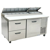 67'' Pro-Kold Single Door 2 Drawers Pizza Prep Table PPT-67-21 | SKU: TBL-PPT-67-21