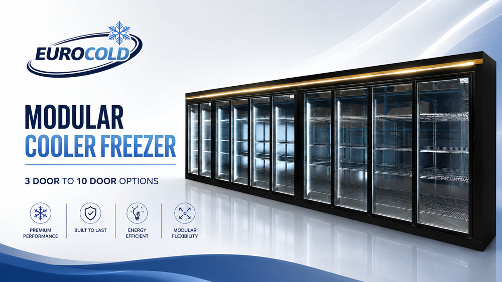 EuroCold Supermarket Cooler & Freezer, Remote or Self Contain - From 3 Door To 10 Door Options | SKU: FRZ-EUF-3-3DR-FREEZER