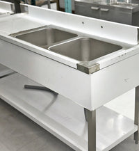 71'' Stainless Steel Two Compartment  & Left Drainboard Sink ZZ-SXZ-1870-DQ | SKU: SNK-ZZ-SXZ-1870-DQ