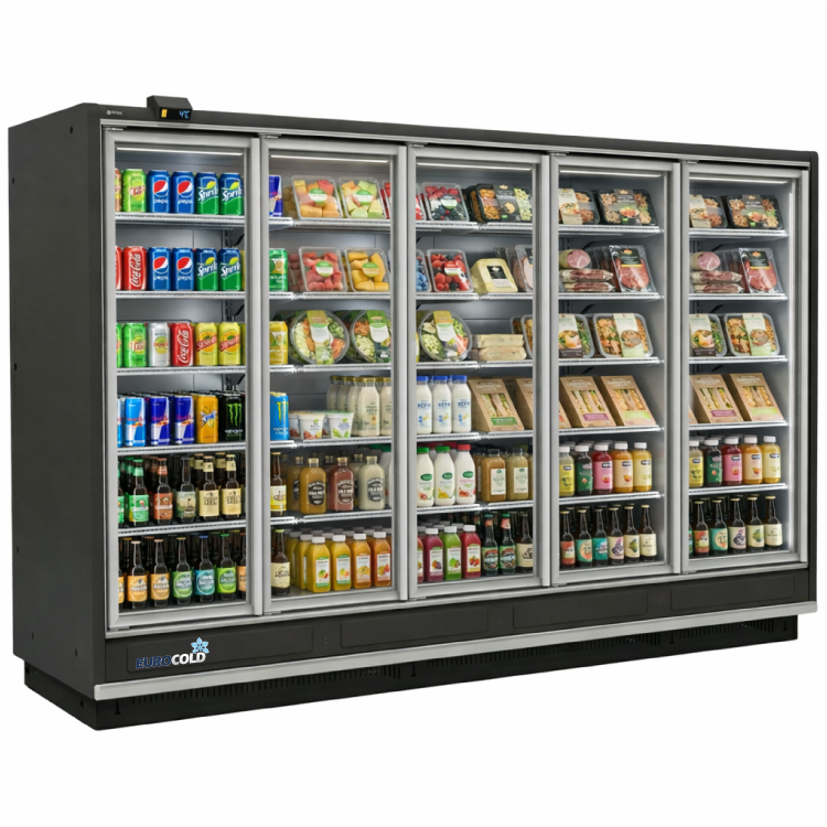 EuroCold 154" Five Glass Doors Cooler Remote GDCDR-90-5D | SKU: CLR-GDCDR-90-5D