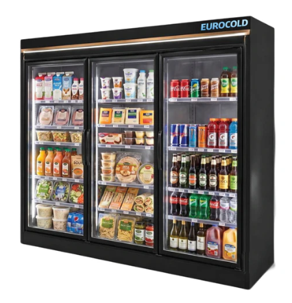 EuroCold 3 Glass Door Supermarket Cooler, Remote or Self Contain EUC-3 | SKU: CLR-EUC-3